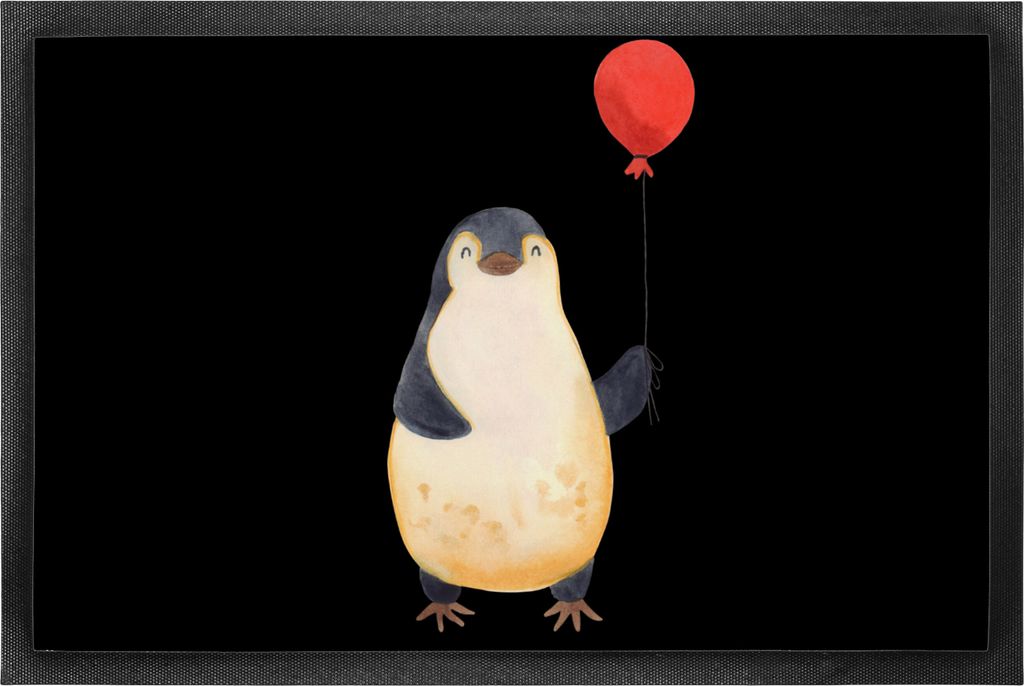 Mr. & Mrs. Panda fußmatte Pinguin Luftballon 60 x 90 cm - Schwarz - Geschenk, Liebe, Fussmatte, Geschenkidee, Schmutzfänger, Fröhlich, Schmutzfa...