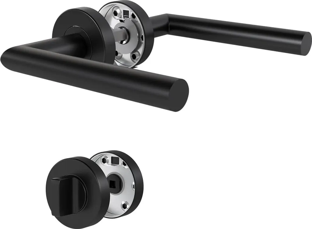 Poignée de porte ronde WC noire - Bouton rotatif design pour salle de bain