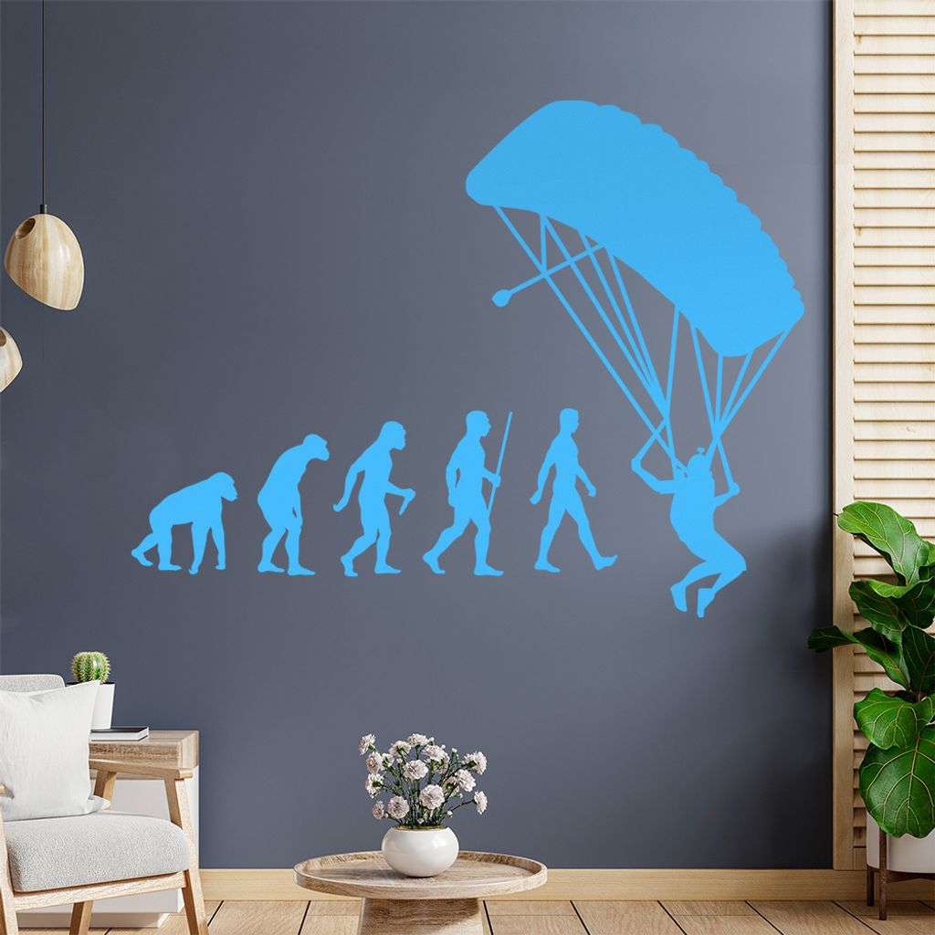 Gleitschirmfliegen Evolution Wandtattoo Wandaufkleber Wall Sticker - Dekoration, Küche, Wohnzimmer, Schlafzimmer, Badezimmer