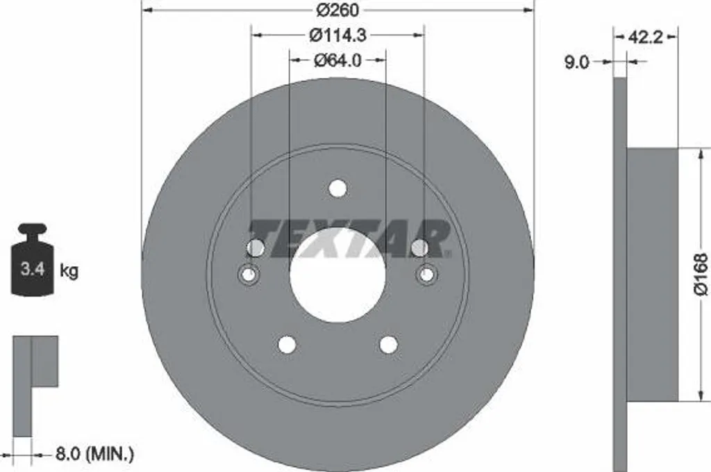 Disque de frein Textar performance OE 42510S30A00 spécial Prelude
