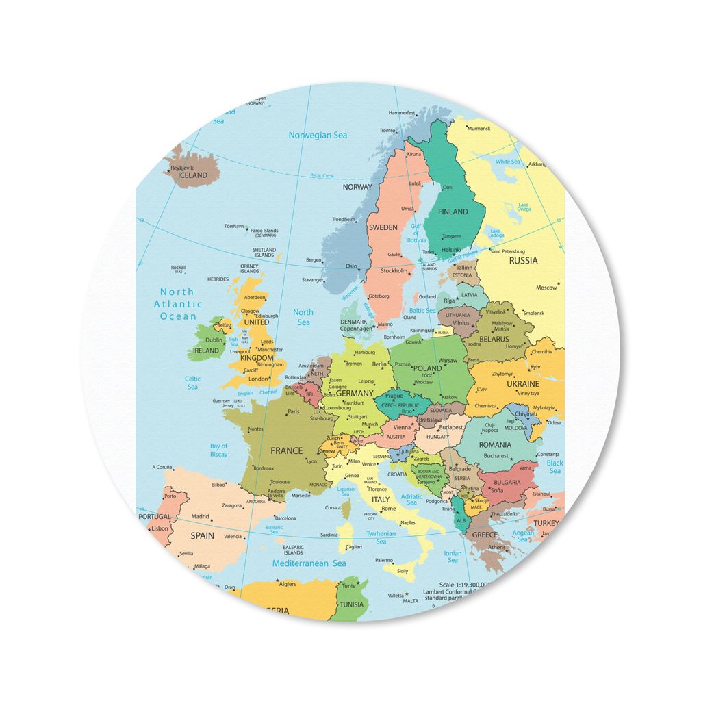 MuchoWow Mauspad Mousepad Karte - Europa - Politik 30x30 cm - Mousepads - Maus Mat - Pad - Mausunterlage - Tischunterlage - Schreibtischmatten