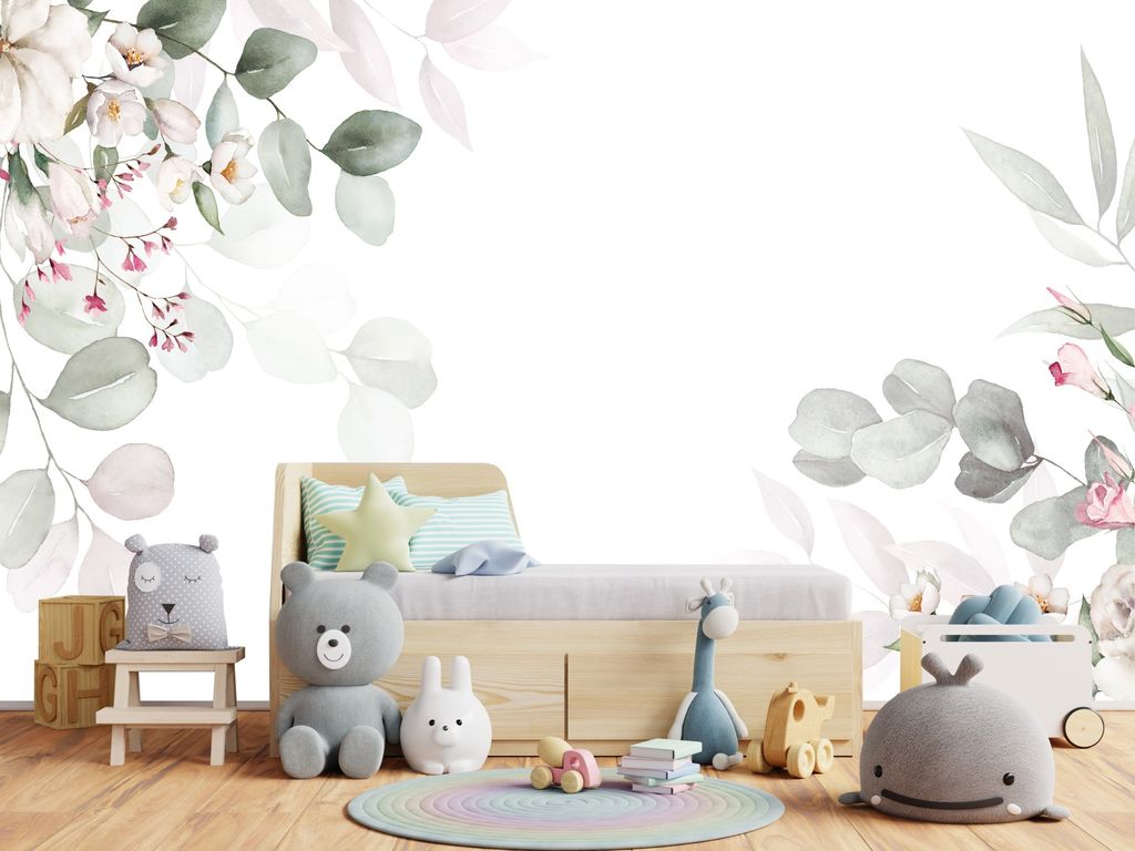 Deco-Wall | Viles Fototapete- Kinderzimmer | Blumen | 200x135 cm | Wandtapete | Wandsticker für Kinder