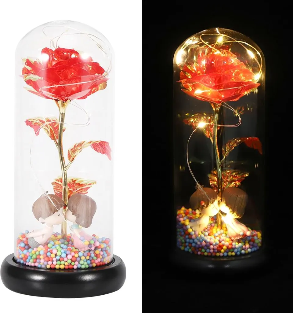Fleur Lumineuse Durable : Lampe Rose Rouge LED pour Décoration sans Fin