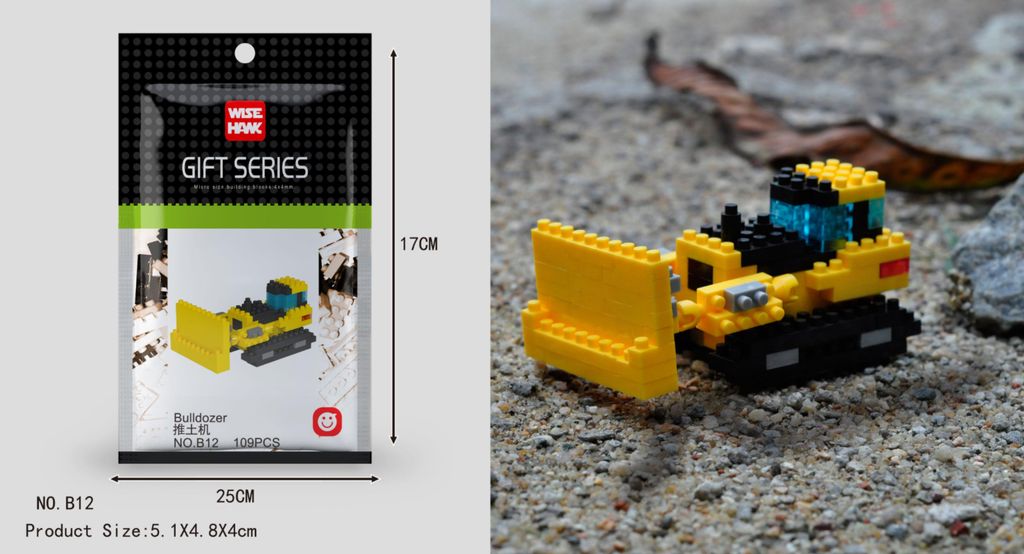 Bulldozer Planierraupe Figur Bausteine Modell LNO Micro-Bricks