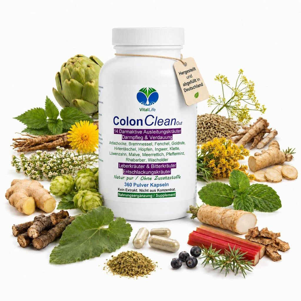 Colon CleanOut DARM AKTIV 360 Kapseln 14 BITTERKRÄUTER & BITTERSTOFFE für DARMROUTINE & gutes BAUCHGEFÜHL Natur pur OHNE Zusatzstoffe