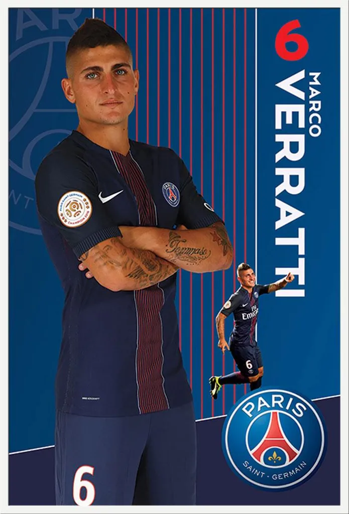 Décoration Murale PSG Verratti 16/17 : Cadre Shinsuke Maxi Blanc Inclus