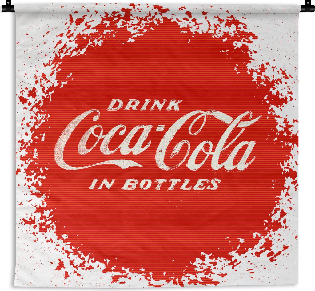 MuchoWow Wandteppich - Coca cola - Jahrgang - Rot Wandkleed katoen - 150x150 cm - Wohnaccessoires - Modernes
