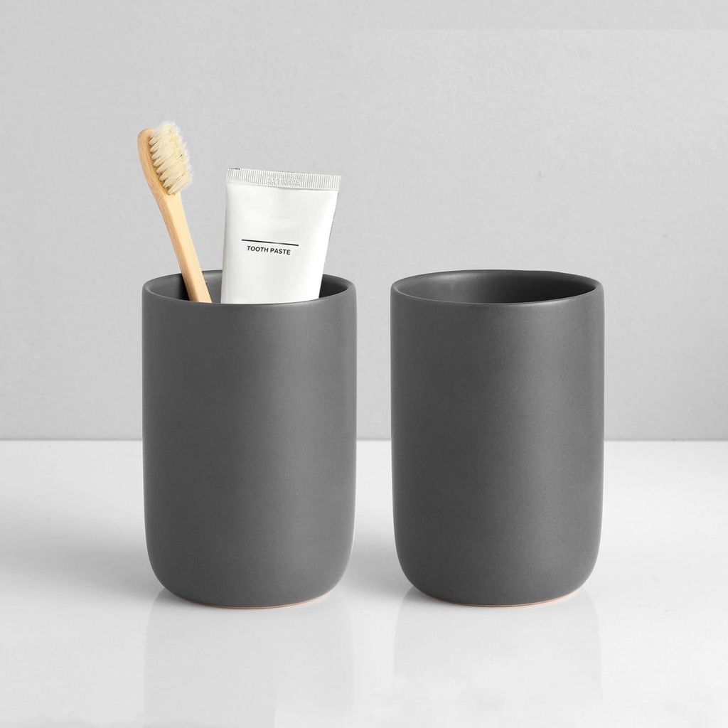 Grau Zahnputzbecher Keramik Set, Zahnbürstenhalter für Elektrische Zahnbürste Zahnbürste und Zahnpasta, Kinder Toothbrush Holder, Zahnbürsten ...