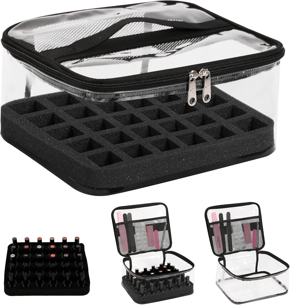 Boîte de Rangement Vernis à Ongles pour 30 Flacons avec Mousse Souple