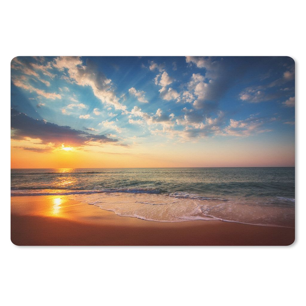 MuchoWow Schreibtischunterlage Sonnenuntergang - Strand - Meer 60x40 cm - XXL Mauspad - Großes Mauspad