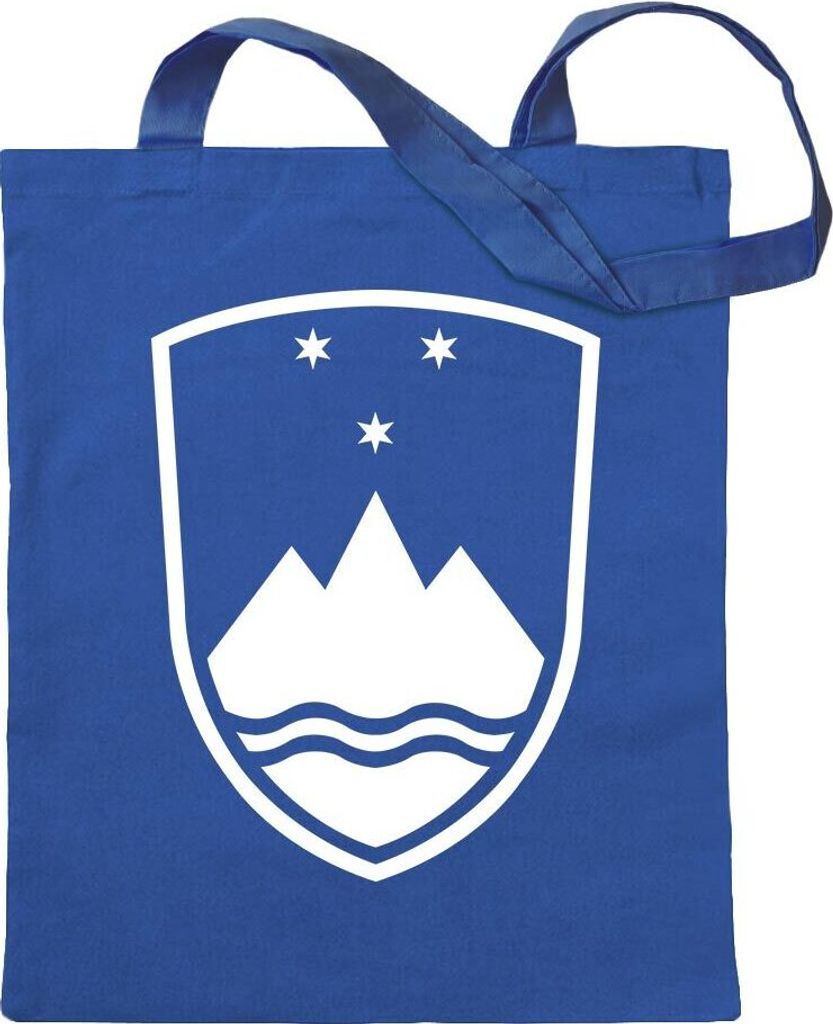Kiwistar - Baumwolltasche - royalblau - Slowenien Wappen - Tragetasche Stoffbeutel Umhängetasche langer Henkel