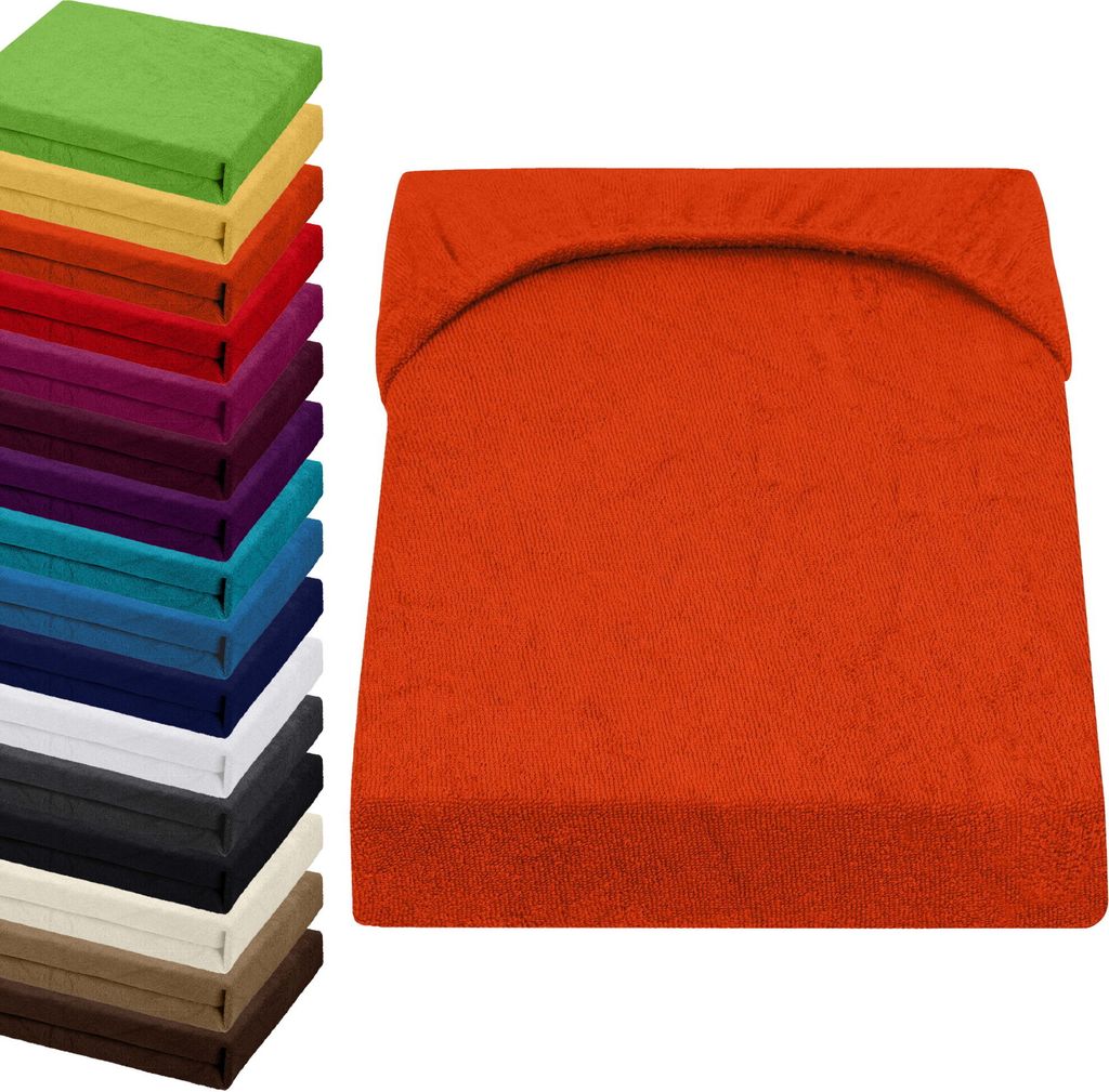 FROTTEE TOPPER Spannbettlaken 180x200-200x200cm Spannbetttuch für Boxspringbett-Topper Matratzen, Farbe: Orange