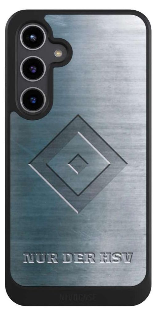 NIVOCASE Hülle für Samsung Galaxy S24+ Handyhülle NIVOcore Case Schwarz HSV Hamburger SV Metallic Look
