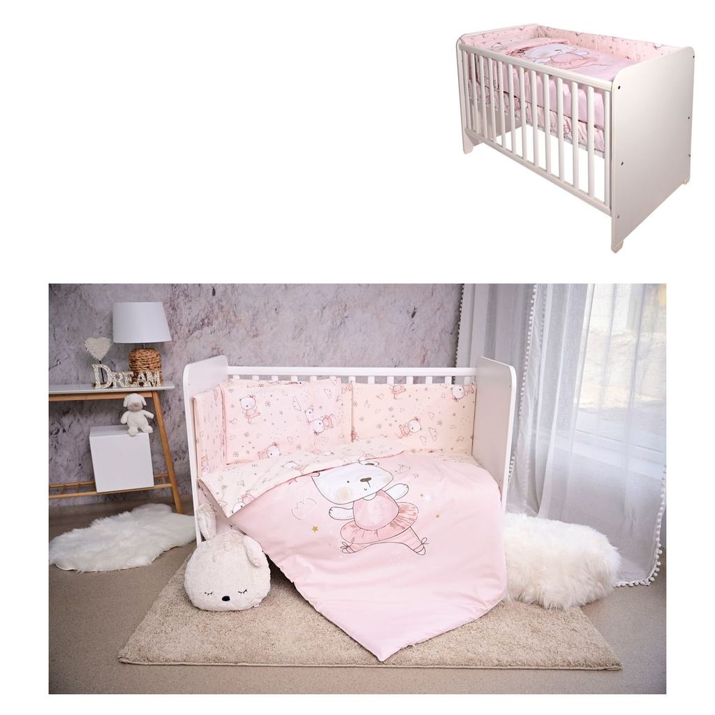 Lorelli Babybettwsche Set Smile 6-teilig Decke 140x95 Kissen 43x35 Bett 120x60 rosa