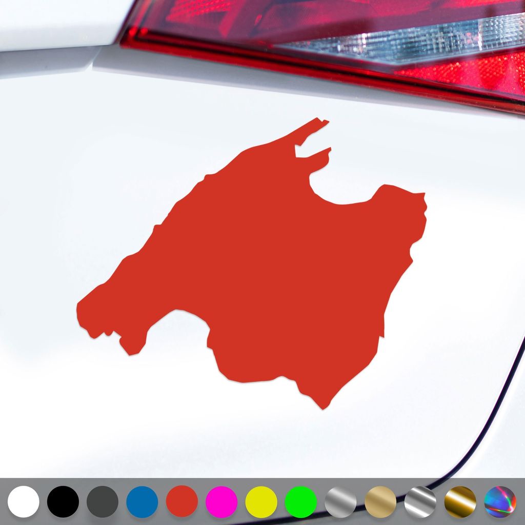 PantherPixel Mallorca Aufkleber Insel Umriss Reisen Spanien Sticker Auto Geschenkidee Farbe Rot
