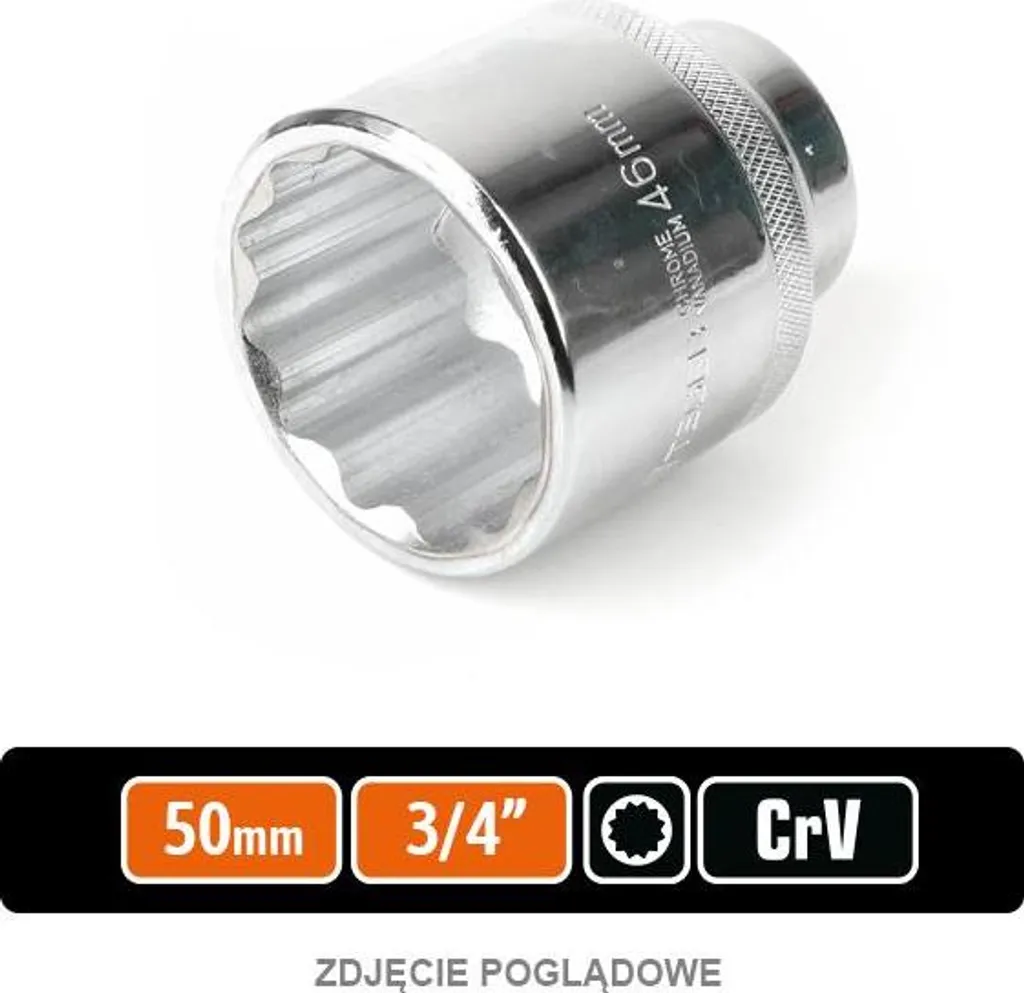 Bussola 50mm TEGER 3/4" Poligonale 12 Lati | Acciaio Cr-V Top