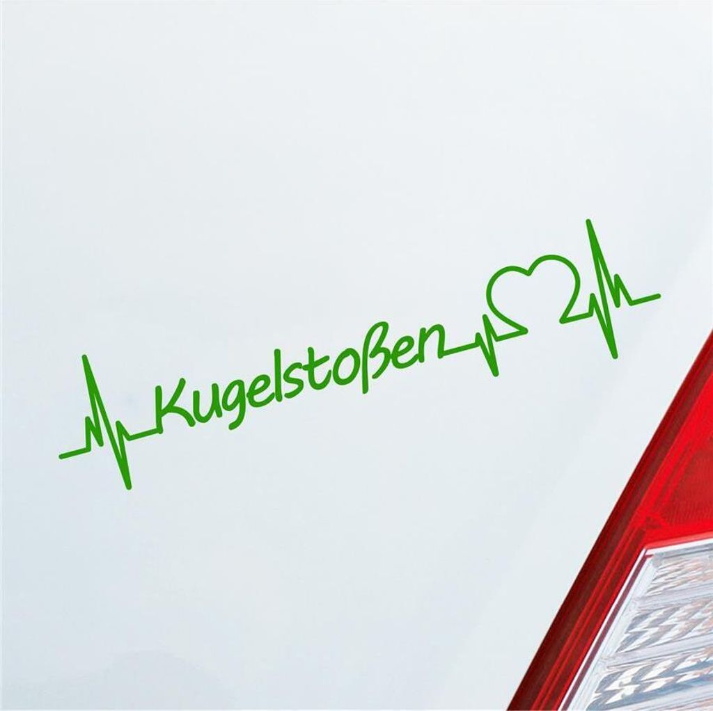 Auto Aufkleber Kugelstoßen Herzschlag Leichtathletik Werfen Sport Liebe 19x4 cm Hellgrün Sticker Heckscheibenaufkleber
