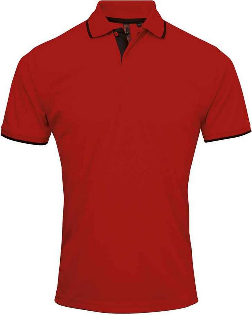 Premier - "Coolchecker" Poloshirt für Herren PC5466 (L) (Rot/Schwarz)