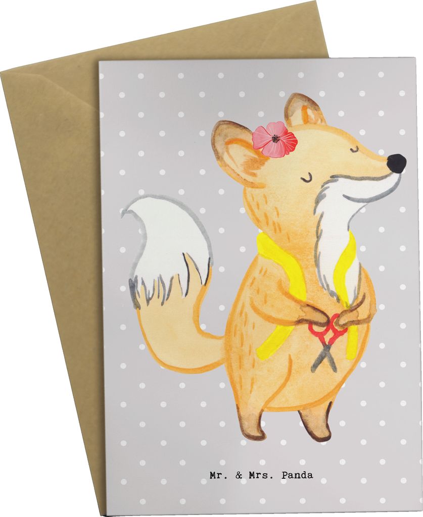 Mr. & Mrs. Panda Beileidskarte Schneiderin Herz - Grau Pastell - Geschenk, Grußkarte, hochzeitskarten, Grußkarten, osterkarten, einladungskarten,...