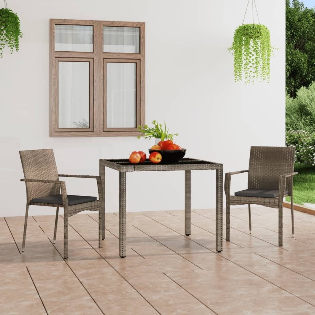 The Living Store Gartenstühle mit Kissen 2 Stk. Poly Rattan Grau