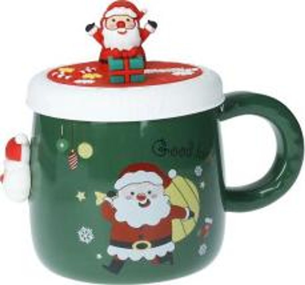 Weihnachtsmann-Tasse aus Knochenporzellan mit Magnetverschluss und Silikondeckel