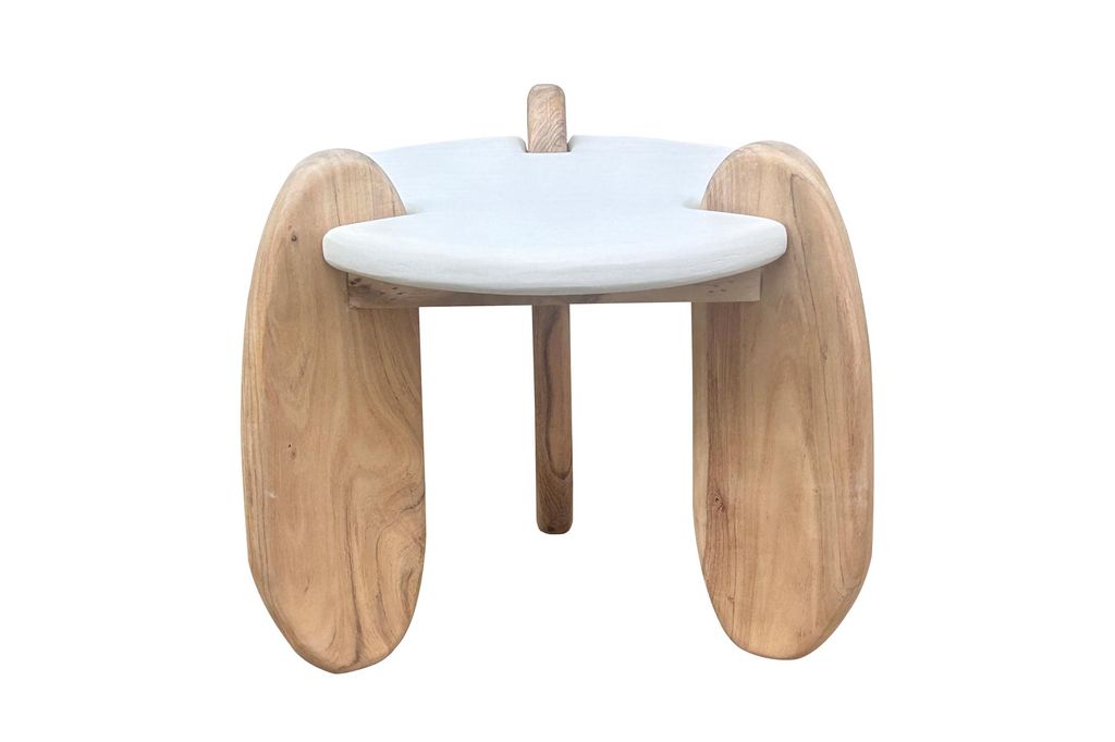 SIT Möbel Beistelltisch Ø 50 cm | runde Tischplatte | Akazie natur/weiß | B 50 x T 50 x H 50 cm | 14979-10 | Serie HOLVIK