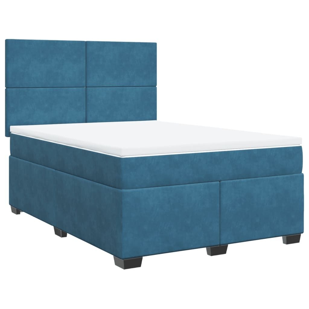 (Robust Möbel)Boxspringbett Modernes/Doppelbett - Polsterbett Erwachsene/r /Kind - mit Matratze Blau 140x190cm Samt - Klassische Betten DEMöb...