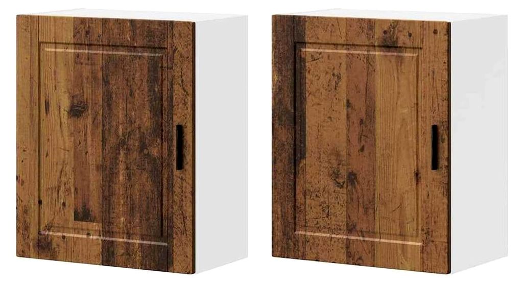 Küchenzeilen Aktenschrank Vorratsschrank - Küchen-Hängeschränke 2 Stück Altholz-Optik Holzwerkstoff für Esszimmer Badezimmer Wohnzimmer Küche