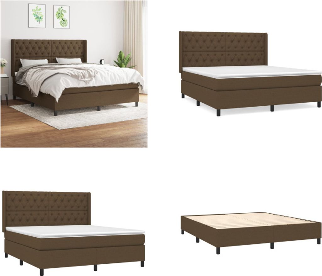vidaXL Boxspringbett mit Matratze Dunkelbraun 160x200 cm Stoff - Boxspringbett - Boxspringbetten - Bett - Schlafzimmermöbel