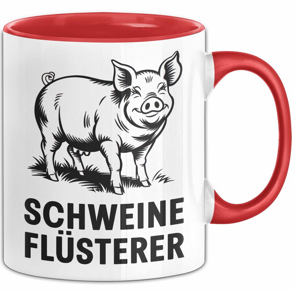 Schweinebauer Schweine Tier Tasse Geschenk Lustige Geschenkidee Spruch Schweineflüsterer (Rot)