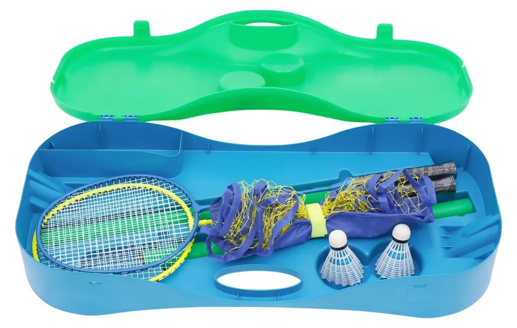 Set badminton filet autoportant sans fixation, raquettes coloris Vert
