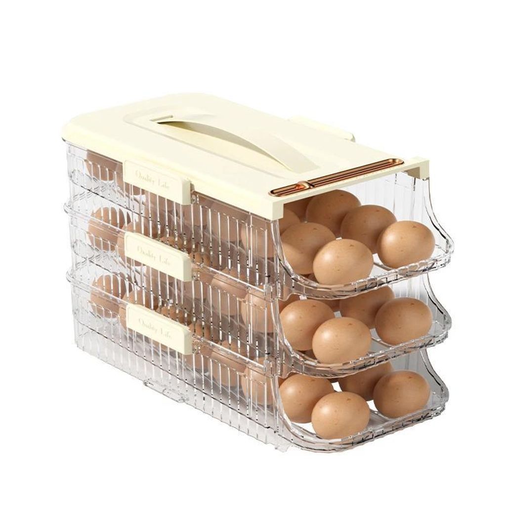 EierRoll trojposchodový držiak na vajcia – biely, šetrí Obrázok produktu 