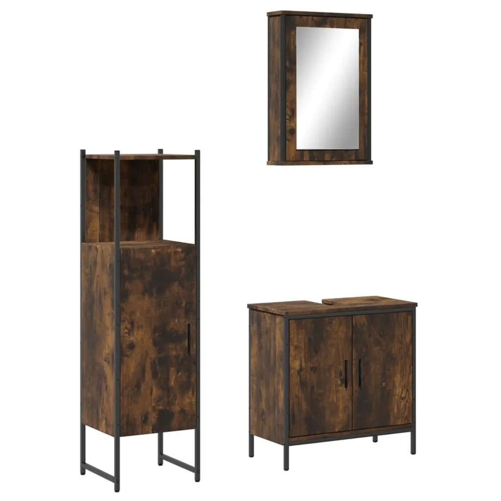 Set Bagno vidaXL 3 Pezzi Quercia Affumicata: Eleganza Contemporanea