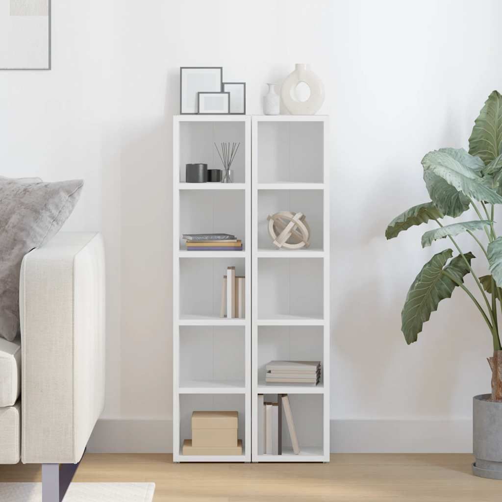 vidaXL CD-Regale 2 Stk. Weiß 21x16x93,5 cm Holzwerkstoff Produktbild 7
