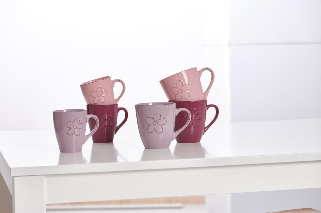 Becher 360ml 6er Set sortiert Flower