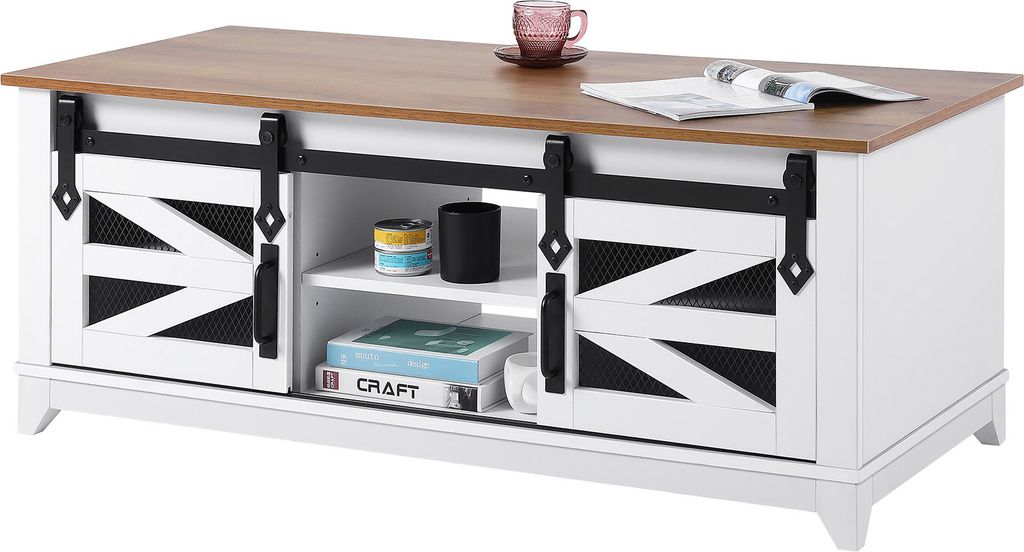 SucceBuy 48" Farmhouse Couchtisch, rechteckiger Tisch mit 2 Produktbild 