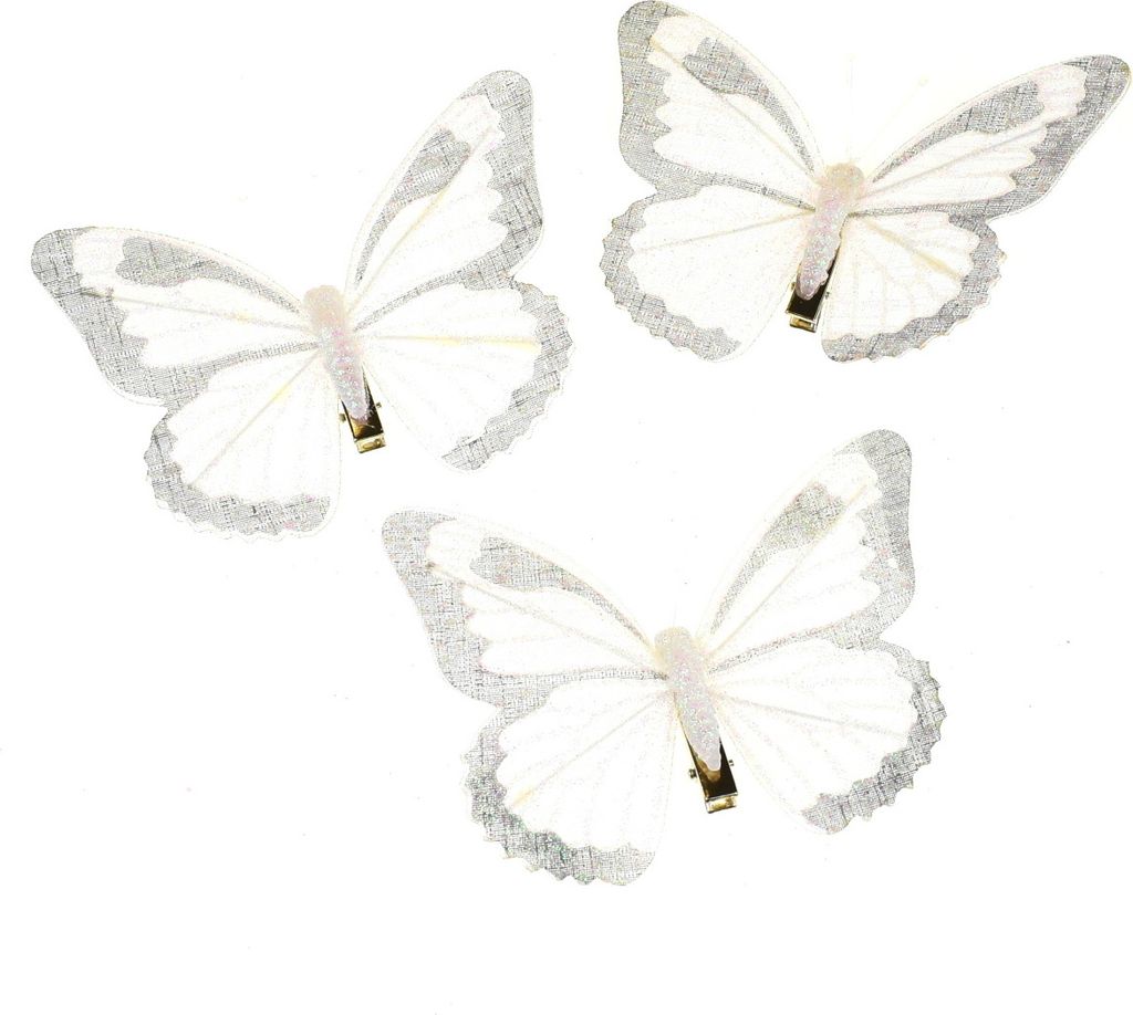 Schmetterlinge mit Schere 3 Stück, weiß