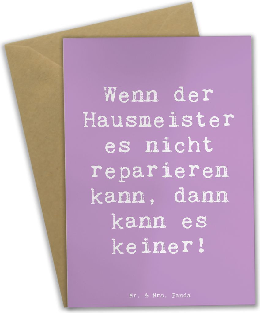 Mr. & Mrs. Panda valentinstagskarte Spruch Hausmeister Hilfe - Lavendeltraum - Geschenk, osterkarte, hochzeitskarten, Grußkarten, kommunionskarte,...