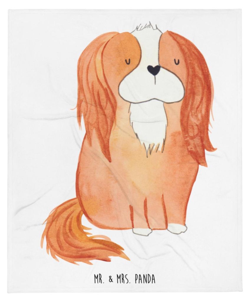 Mr. & Mrs. Panda Decke Hund Cavalier King Charles Spaniel - Weiß - Geschenk, Schlappohren, Spruch, Fleece-Kuscheldecke, Winterdecke, Cockerspaniel...