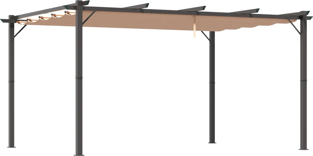 Pavillon de Jardin 3x4 m avec Toit en Tissu et Structure Aluminium Marron