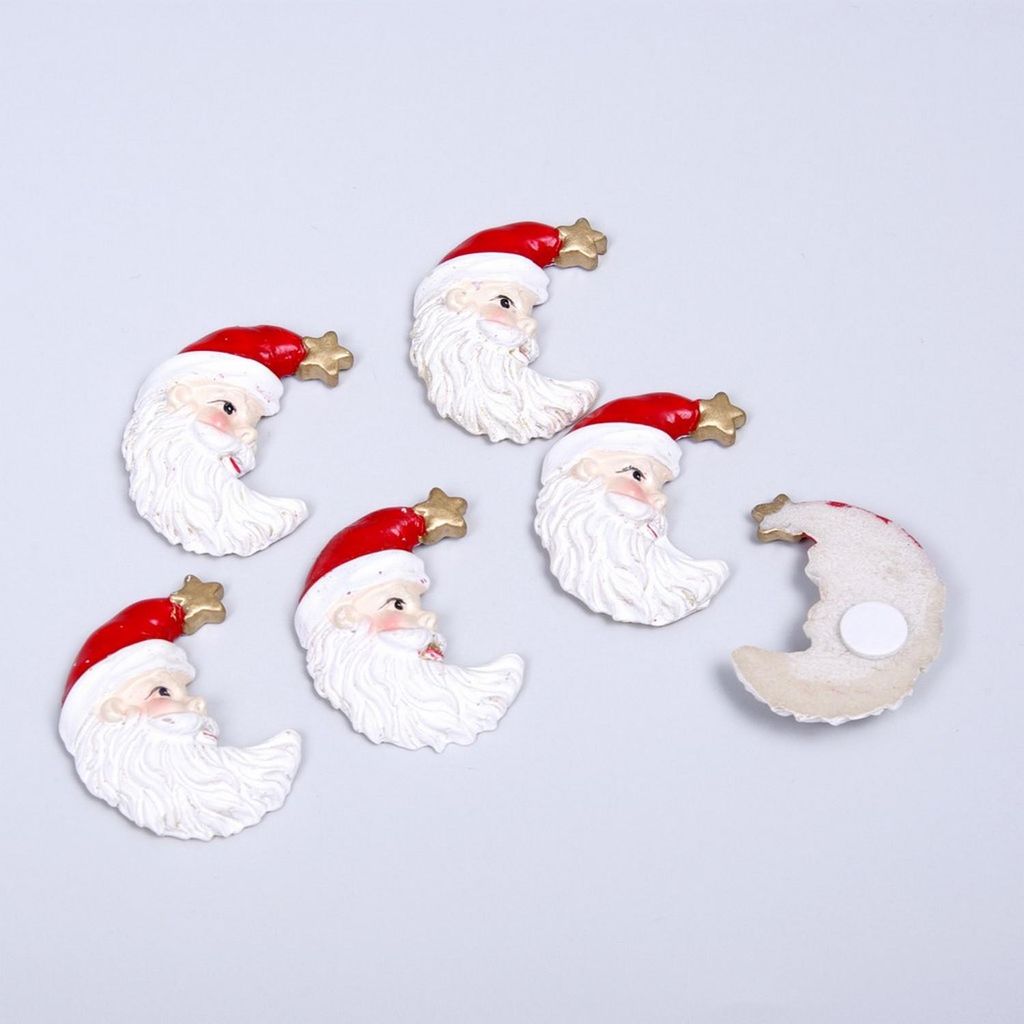 Weihnachtsmanngesicht - Mondsichel in rot-weiß - mit Klebepunkt - 1 Beutel mit 6 Stück - A 1071