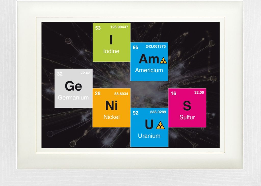 Spaß Gerahmtes Bild Mit Edlem Passepartout | Wand-Bilder | Im Bilderrahmen - I Am Genius, Iod, AMericium, GErmanium, NIckel, Schwefel (30 x 40 cm)