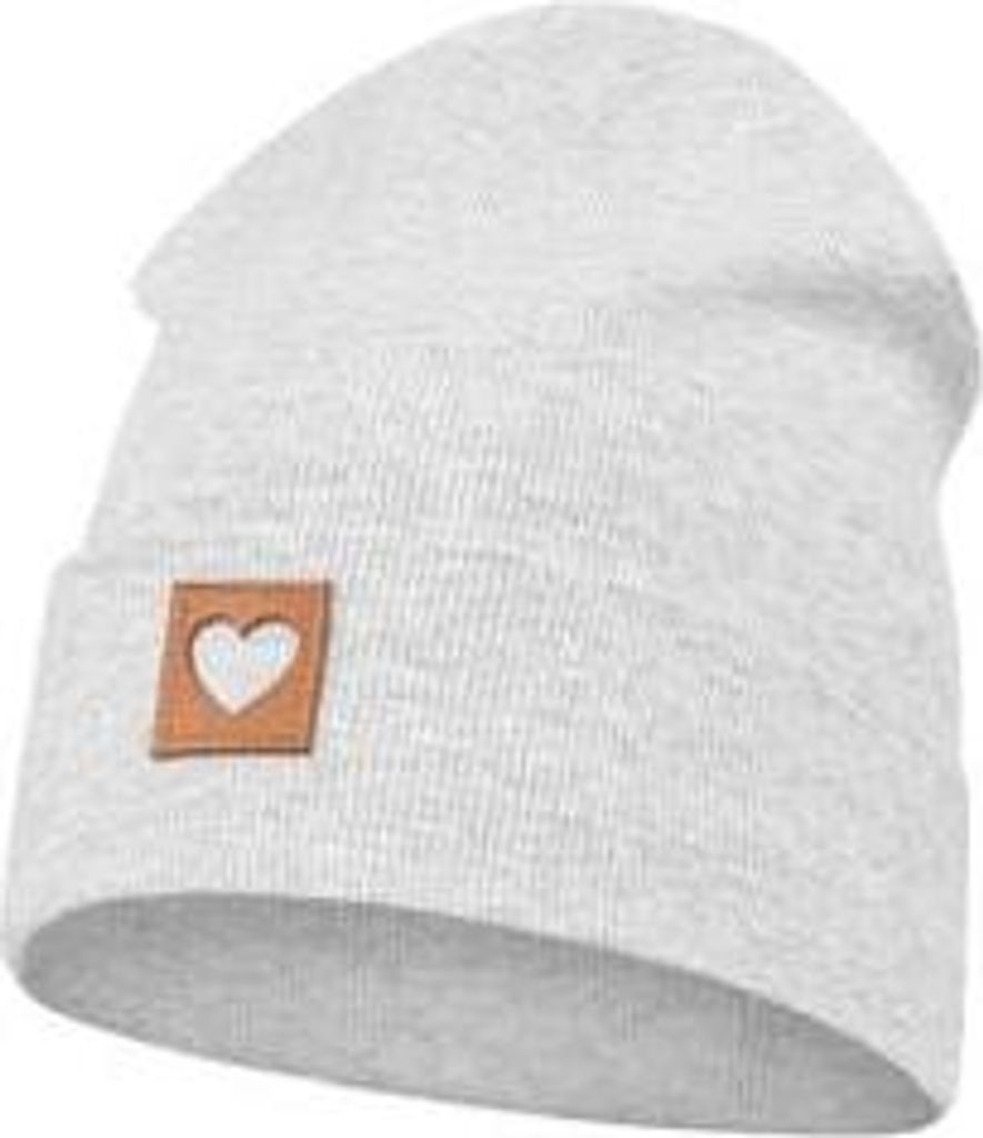 Smarilla Mütze Mädchen Damen Kinder Beanie gerippt, Gr. 50-52, Hellgrau
