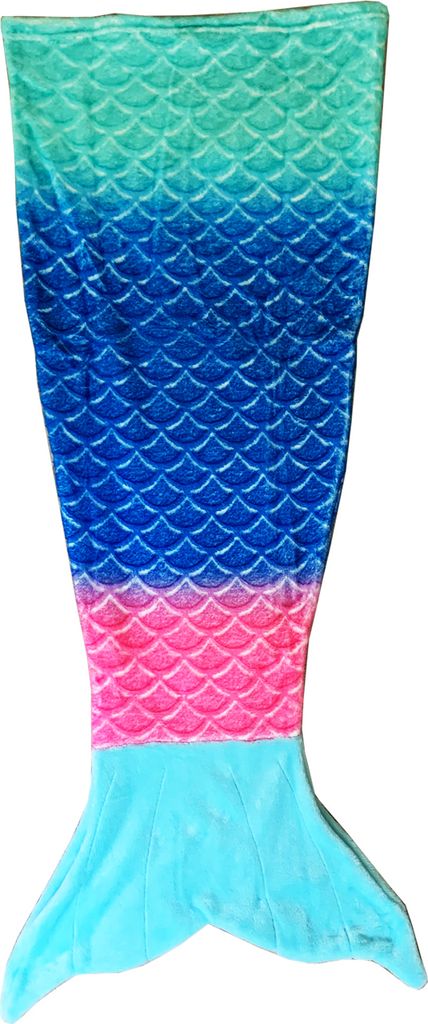 A mermaid tail blanket is shown against a white background.