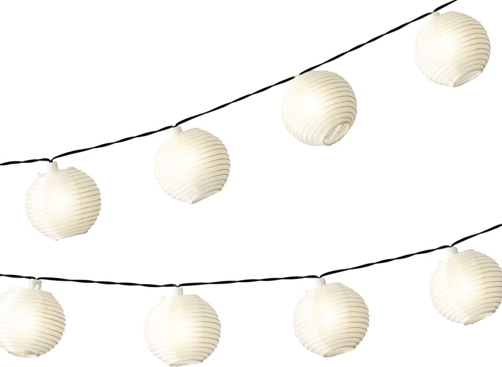 LED Solar Lichterkette Lampions 3,5m Nylon Warmweiß Produktbild 