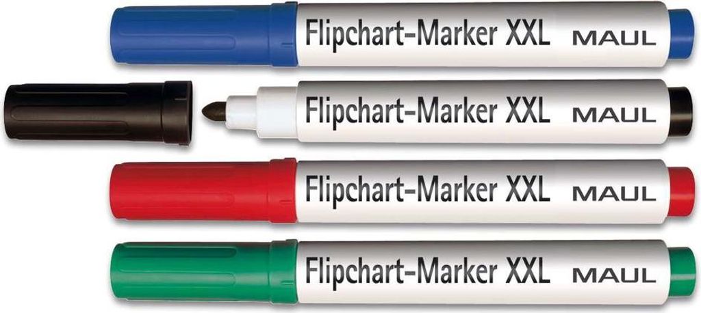 MAUL Flipchartmarker Rundspitze 2,5-3,0 mm 4 Stück rot grün Produktbild 