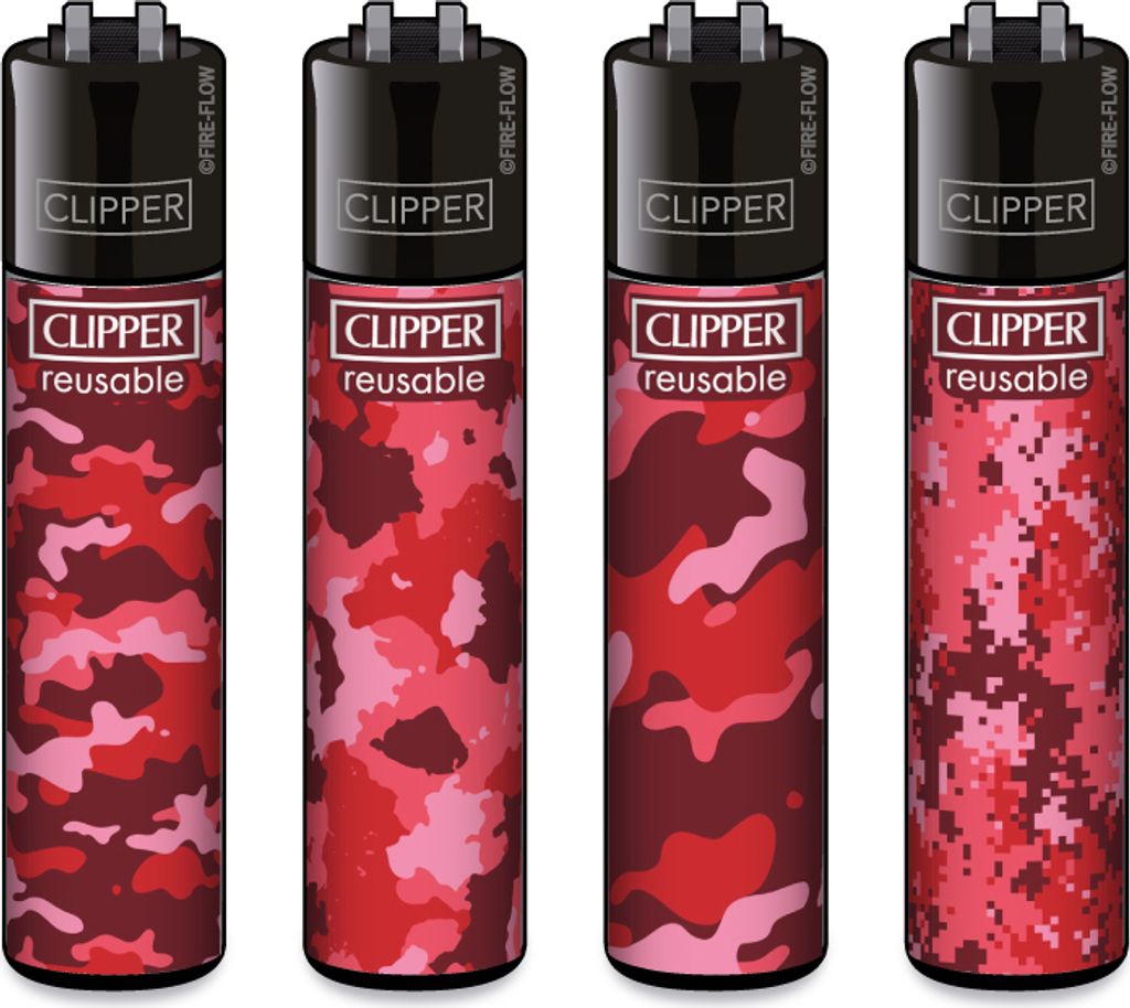 Clipper Feuerzeuge 4er Set: Red Camouflage