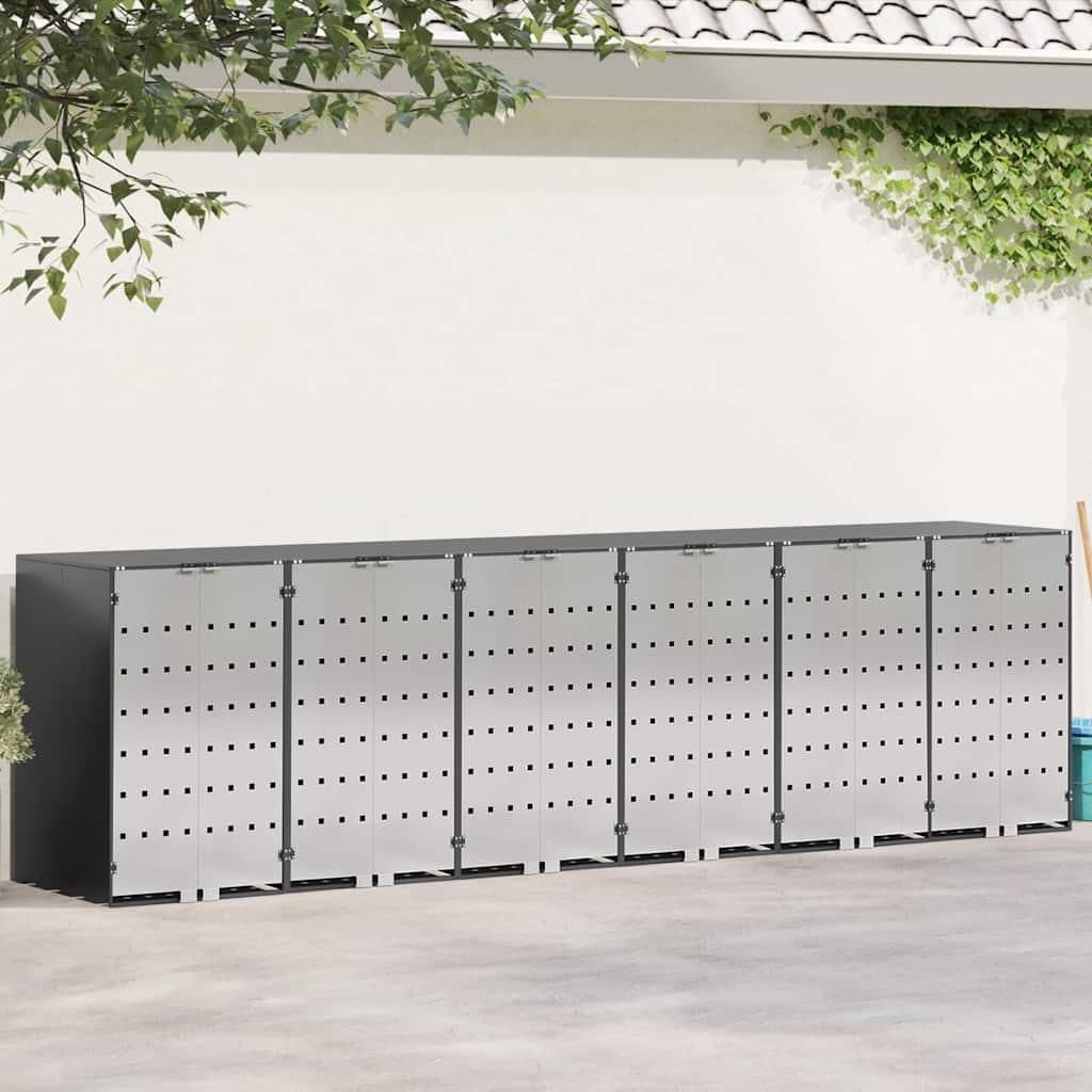 "Schlussverkauf" Wagenmüllbehälter/Mülltonnenbox - für 6 Behälter 408x77,5x115,5 cm Stahl C17003