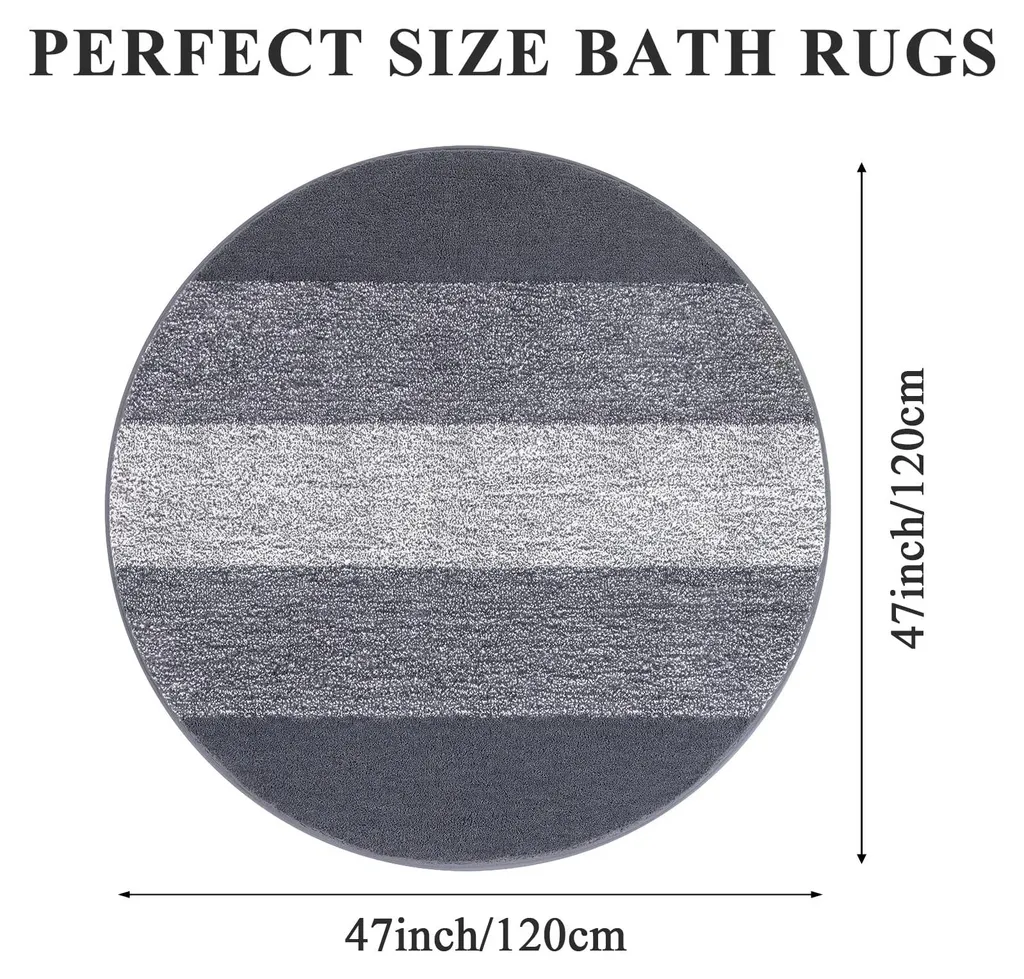 Tapis de douche absorbant rond 120cm gris - Idéal salle de bain moderne - 2