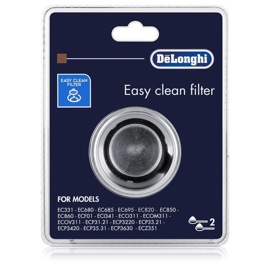 The image shows the retail packaging of a DeLonghi Easy Clean Filter.